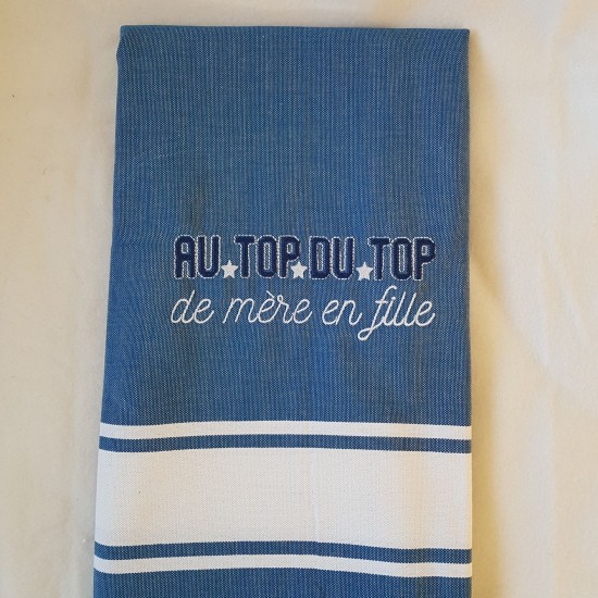 Fouta marine brodée