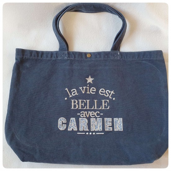 Grand sac bleu motif en...