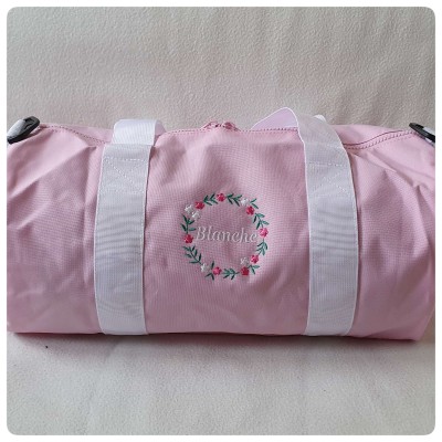 Sac polochon personnalisable 100% coton bio Rose pastel