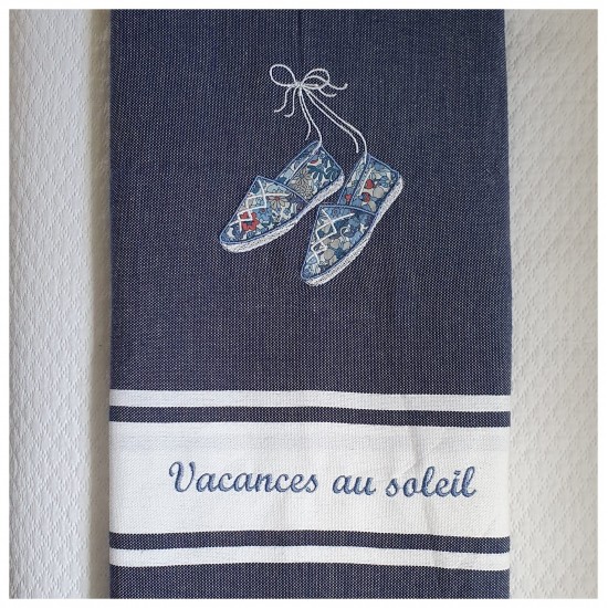 Fouta marine avec motif en...