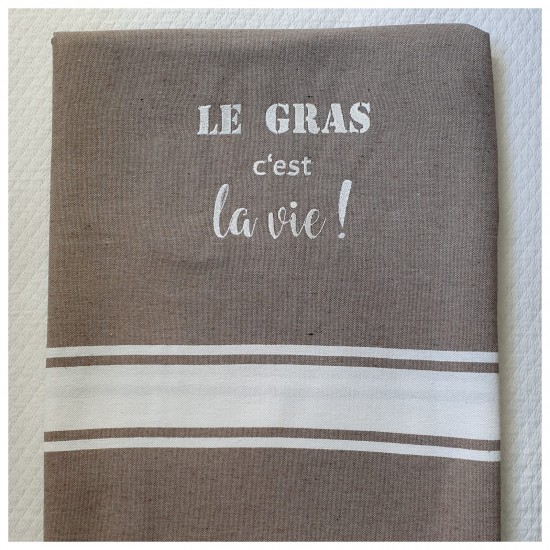 Fouta taupe brodée