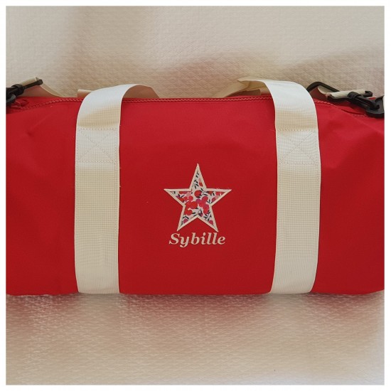Sac polochon rouge et écru...