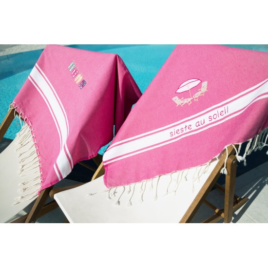 Fouta rose fuchsia avec...