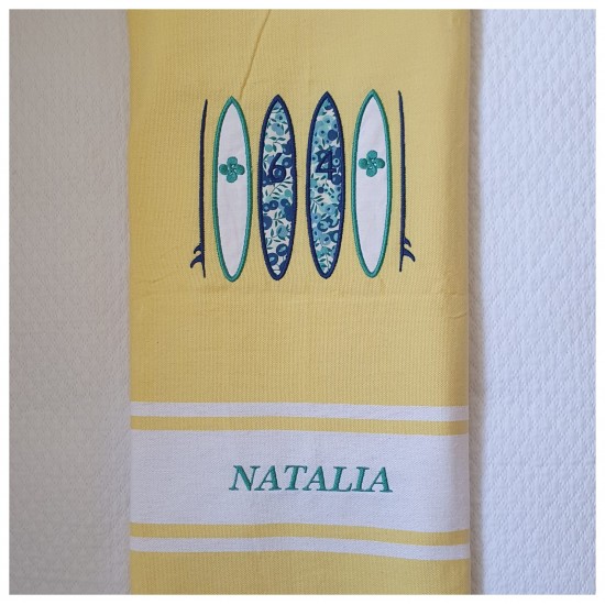 Fouta jaune avec motif en...