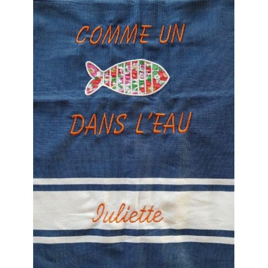 Fouta bleu jeans avec motif...