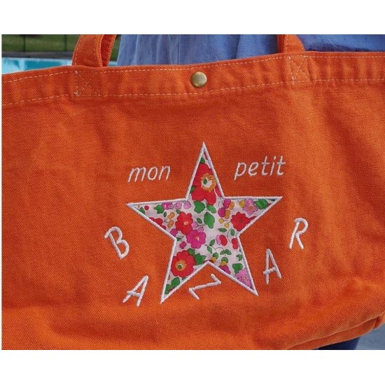 Grand sac orange motif en...